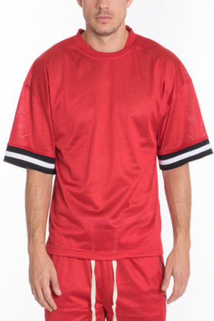 Mesh Sleeve Tape Athletic Tshirt